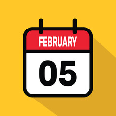 5 February Calendar Vector illustration background design.