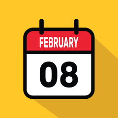 8 February Calendar Vector illustration background design.