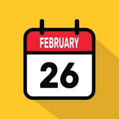 26 February Calendar Vector illustration background design.