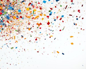 shredded confetti and torn particles flying around