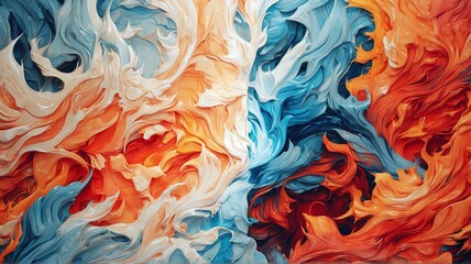A stunning wallpaper of water and fire illustration. 3D style.