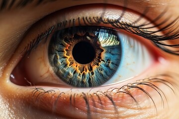 Close-up of Human Eye with Heterochromia - obrazy, fototapety, plakaty