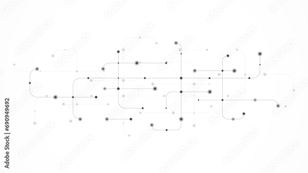 Poster digital technology concept with integrated circuit and network communication elements