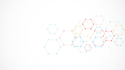 Illustration of hexagons pattern. Geometric abstract background with simple hexagonal elements. Creative idea for medical, technology or science design