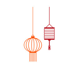 Chinese decorative svg icon with oriental lantern and cloud. icon for Chinese New Year 2024 , Year of the Dragon, mid autumn festival and other traditional celebrations
