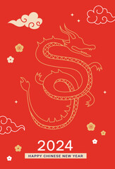 Chinese New year, Dragon new year. SVG Story template, envelopes design, greeting card. Modern minimalist vector design - obrazy, fototapety, plakaty
