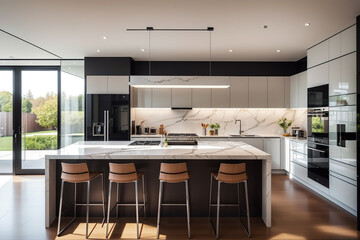 明るいアイランドキッチン