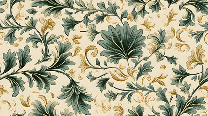 Vintage William Morris style victorian floral pattern seamless - obrazy, fototapety, plakaty