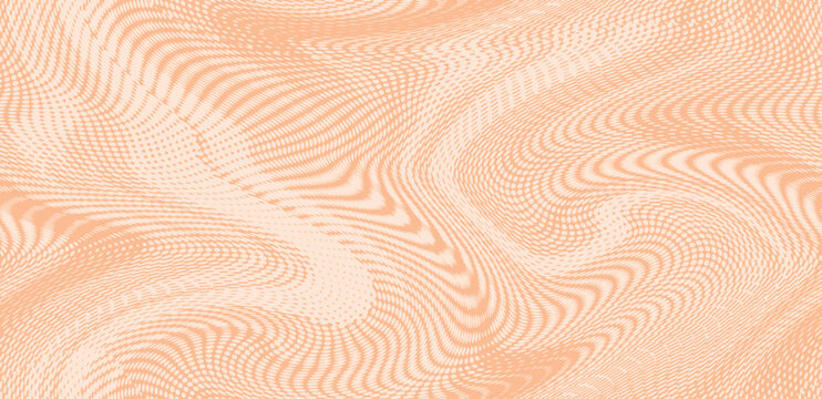 Peach fuzz color 2024 year abstract retro geometric textured swirl marbling seamless vector fashionable or wall poster, digital print  design background 