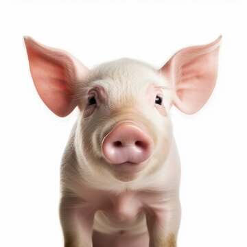 pig face shot isolated on white background cutout, Generative AI