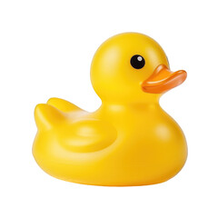 Side view of  Yellow shower rubber duck isolated on clipped transparent background