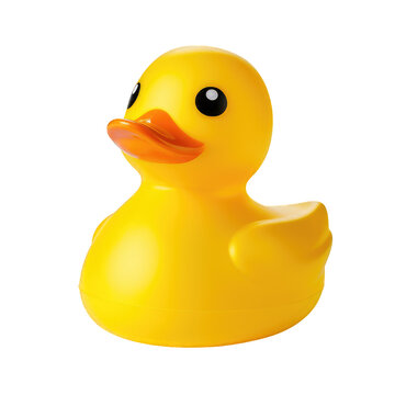 Yellow Shower rubber duck isolated on cutout PNG transparent background