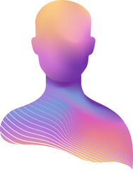 Human Silhouette with Color Gradient. Mindfulness, Dreams and Mental Health Series. Human Psychology Vector Design.