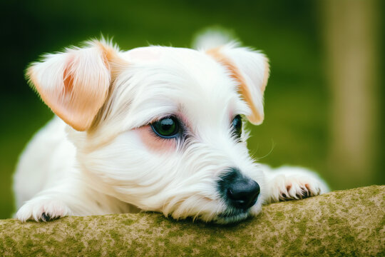Cute Jack Russell Terrier. Portrait of a beautiful Jack Russell Terrier dog playing in the park. Generative AI