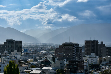 高台から見る松本市の風景