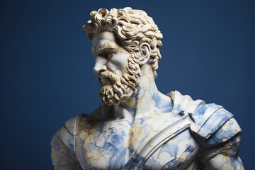 Obraz premium A abstract stoic marble sculpture, statue, bust of a ancient roman, greek person portraying stoicism.