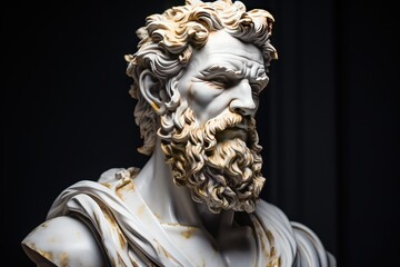 Fototapeta na wymiar A abstract stoic marble sculpture, statue, bust of a ancient roman, greek person portraying stoicism.