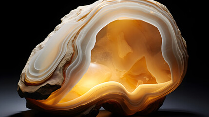 nature alabaster stone have crossed cut to show pattern inside and put light. Generative AI.