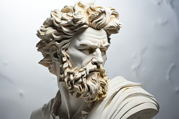 A abstract stoic marble sculpture, statue, bust of a ancient roman, greek person portraying stoicism.