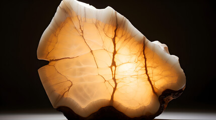 nature alabaster stone have crossed cut to show pattern inside and put light. Generative AI.