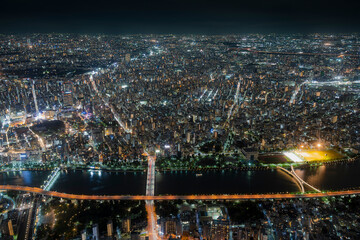 展望台から見た、大都会の夜景