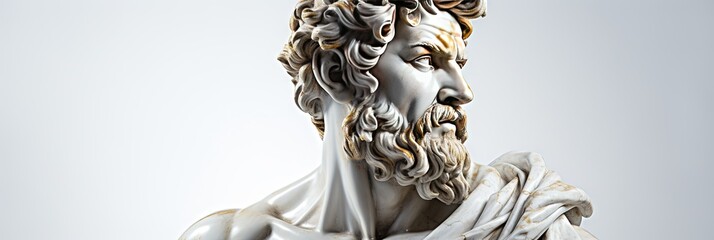 A abstract stoic marble sculpture, statue, bust of a ancient roman, greek person portraying stoicism. - obrazy, fototapety, plakaty