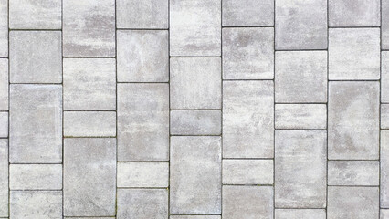  Close-up of gray paving stones on a textured road surface.