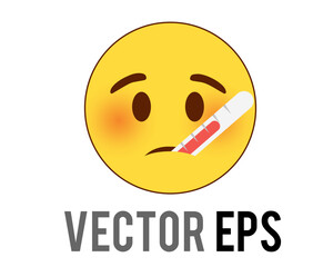 Fototapeta premium The vector isolated yellow sick face with mouth medical thermometer