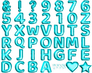 Turquoise Foil Balloon Alphabet, Tranquil Elegance