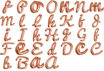 Rose Gold Foil Balloon Script Alphabet, Elegance in Every Curve