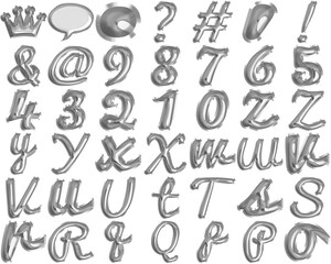 Silver Foil Balloon Script Alphabet, Metallic Grace