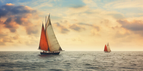 Fototapeta premium Sailing boats on the sea