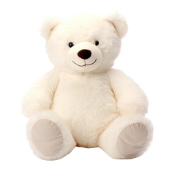 Plush Polar Bear Isolated on Clear Background, Stuffed Animal Toy