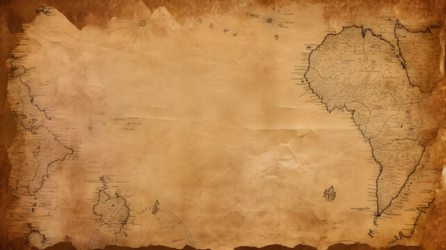 Old brown paper background. Vintage paper. Photo. Map picture. Rustic. Generative AI.