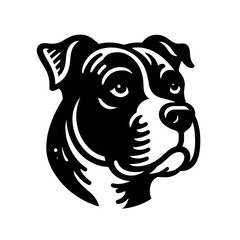 logotype of a pitbull dog, black and white, isolated
