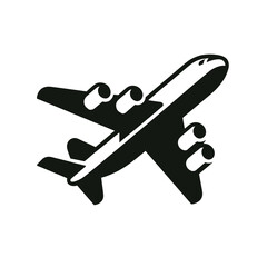 logotype of a plane, black and white, isolated