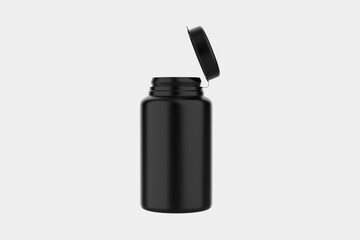 Realistic pill jar bottle. Mock Up isolated on white background. 3d illustration