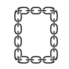 Chain frame of rectangular shape, Metal links repeat endlessly, Vector illustration isolated.