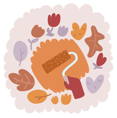 painting interior wall with paint roller