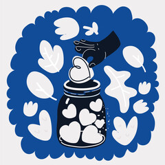 hand drawn doodle put coin into box or jar charity donation illustration icon isolated