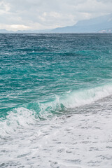 Fototapeta premium big waves hitting the Konyaalti coast on a stormy day