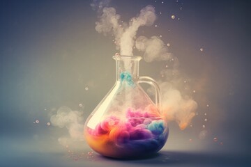 Generative Ai creates Smoke and Bubbles from Erlenmeyer Flask in Chemical Laboratory