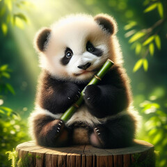 panda eating bamboo