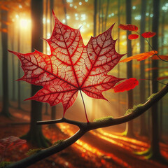 autumn leaves on the tree