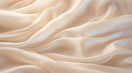 Obraz premium The texture of a light beige wool fabric gently billowing in the breeze. The soft, natural lighting emphasize the fabric's gentle folds