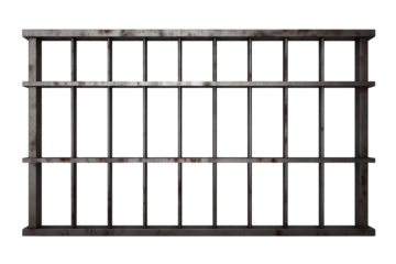 Prison Iron Bars Isolated on a cutout PNG transparent Background