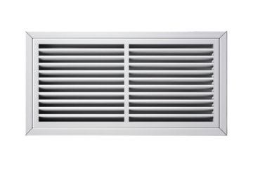 Top view of metal ventilation grill on a cut out PNG transparent background