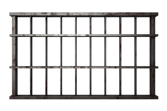 Prison Iron Bars Isolated on a cutout PNG transparent Background