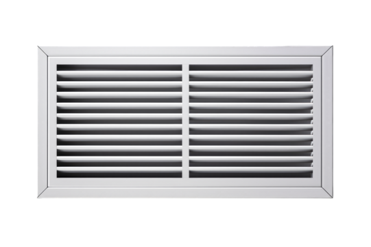 Top view of metal ventilation grill on a cut out PNG transparent background