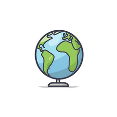 pastel colors , Globe , logo , illustration , vector , cartoon , white outline , thin outline , sticker Generative AI